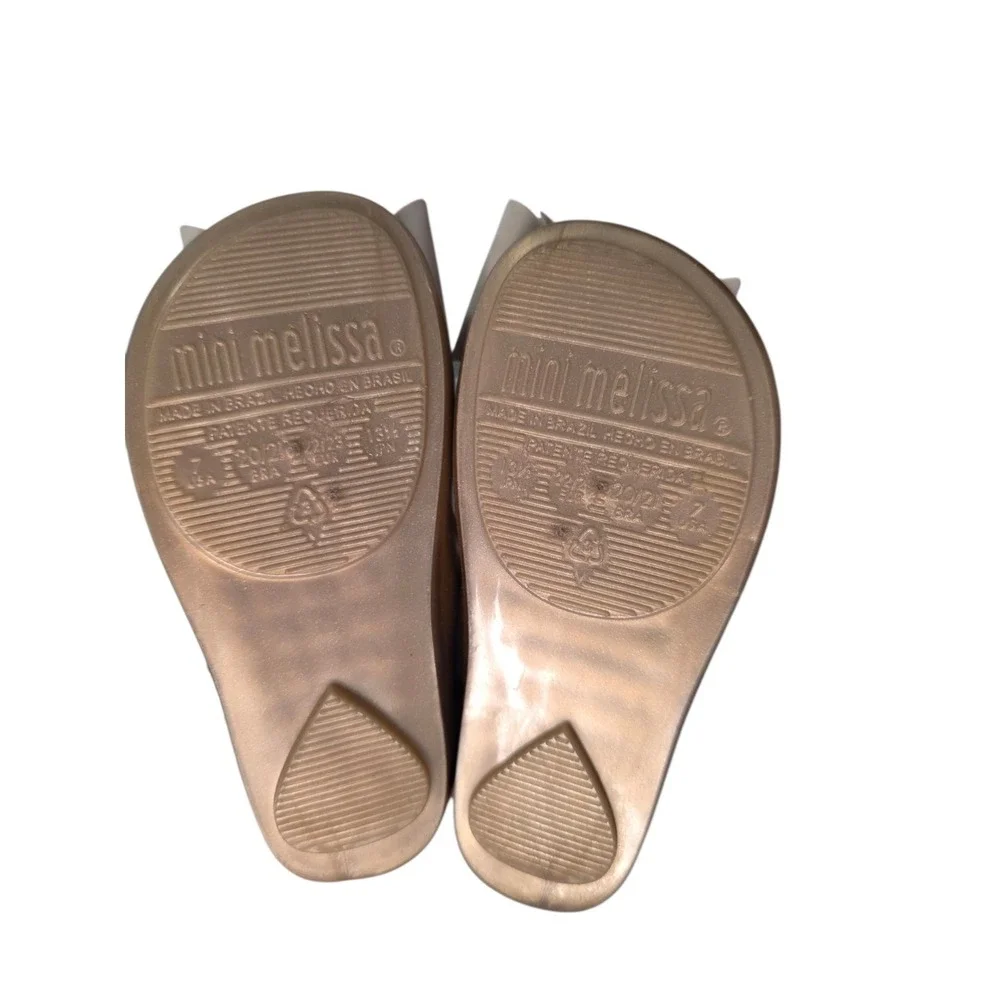 Mini Melissa Gold Bow Mary Jane Flats Girls Size 5 Toddler EU 20/21